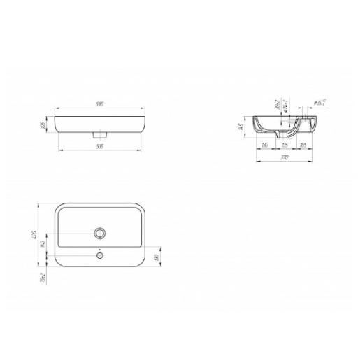 Раковина накладная Церсанит Caspia 60 Square S-UM-CAS60/1-S-w белая